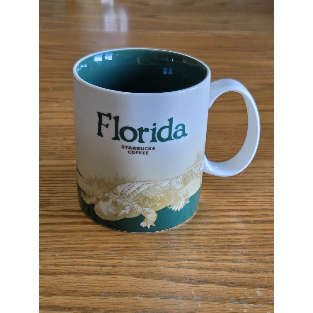 Starbucks Collector Series Coffee Mug Florida 2009 16 Oz Green